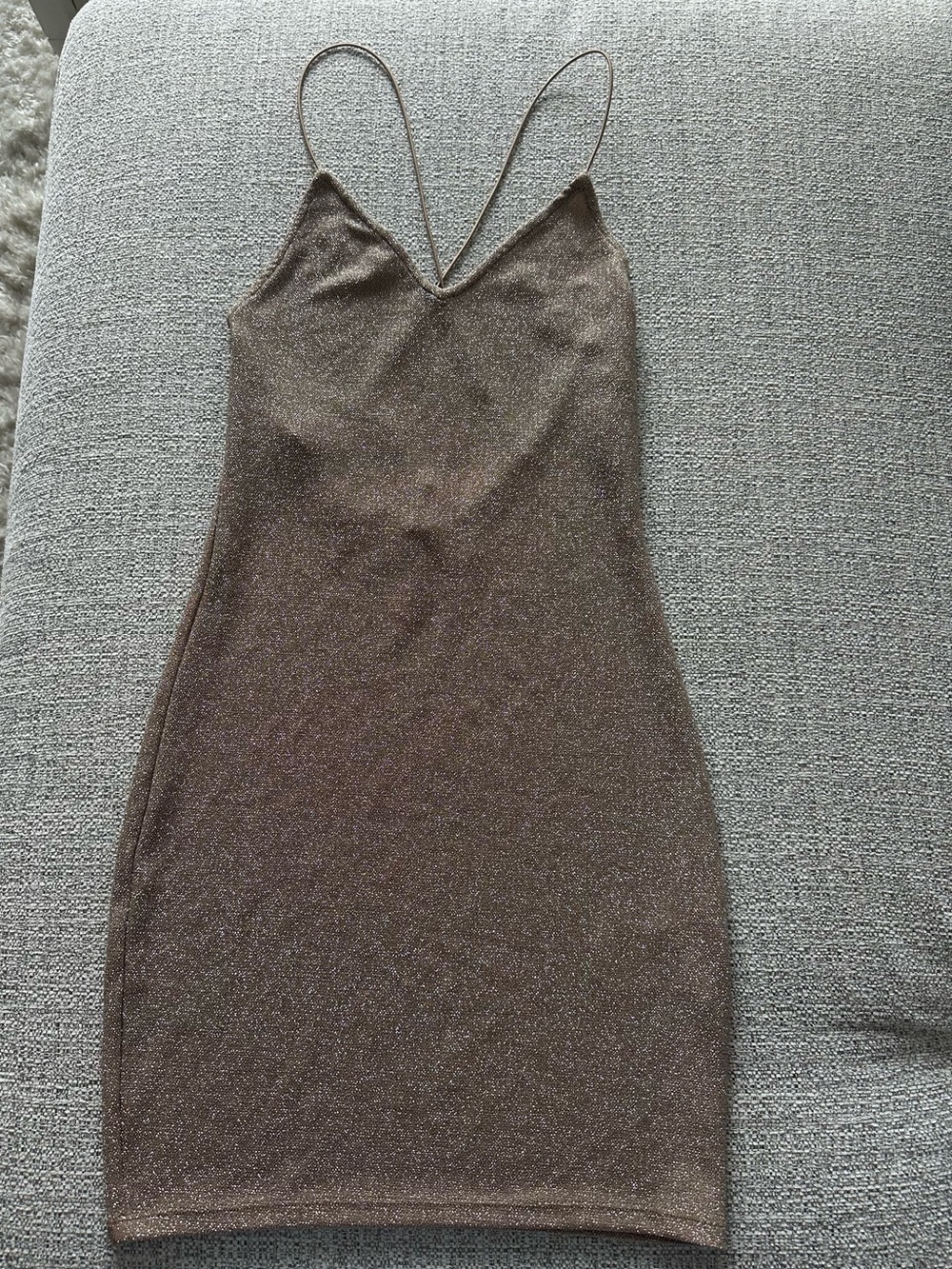 Divided Shimmery Taupe Slip Mini Dress